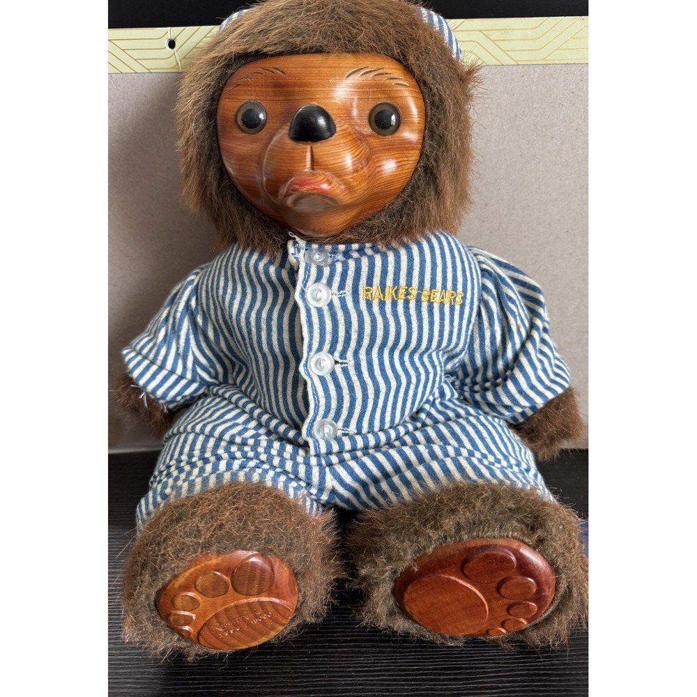 Vintage Robert Raikes "Pouty" Bear 1395/15000 Wood 1980's 14"